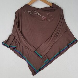 BCBGirls Vintage Y2K Brown Asymmetical Handkerchief Hem Top Medium Stretch